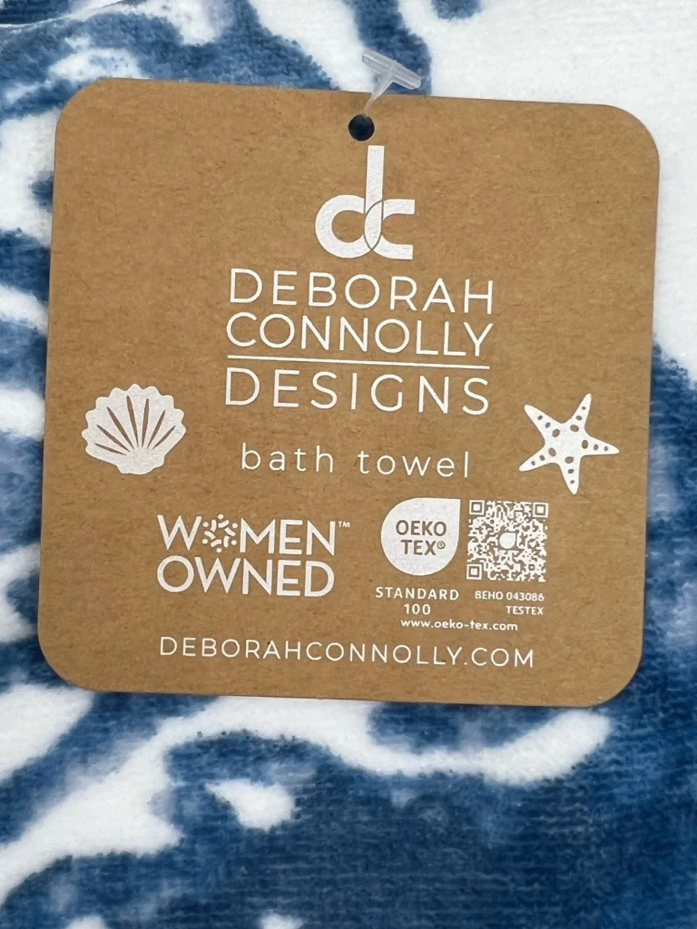 Deborah Connolly - ‘Coral & Seahorse’ bath towel set. NWT.